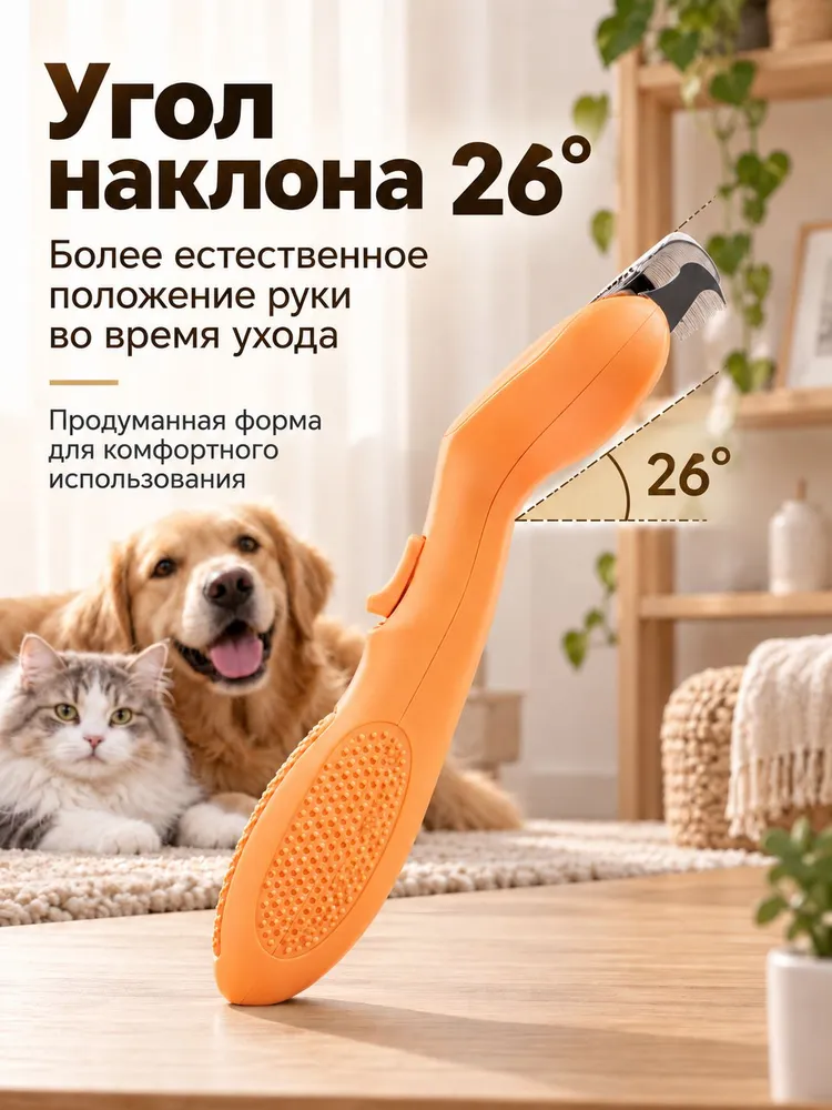 Колтунорез для кошек и собак, расческа для вычесывания шерсти с кнопкой самоочистки, щетка для удаления подшерстка, колтунов и выпавшей шерсти, вариант, фото 5
