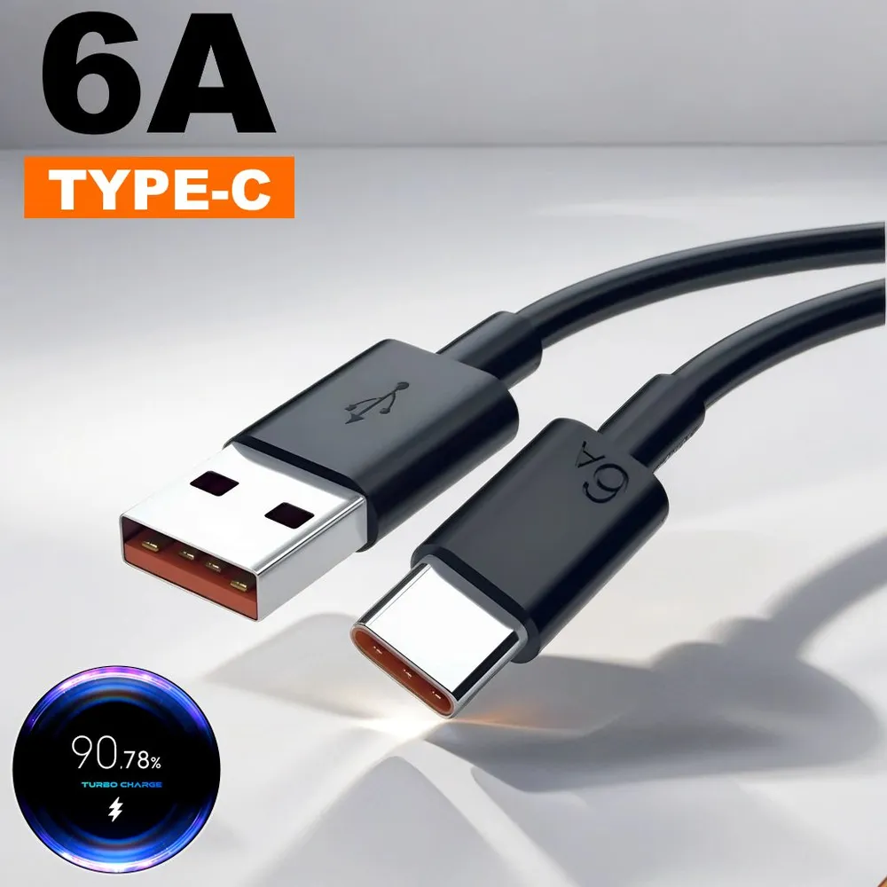Кабель Usb Type-C 6A с поддержкой быстрой зарядки до 40W в надёжной оплётке, 40 Вт