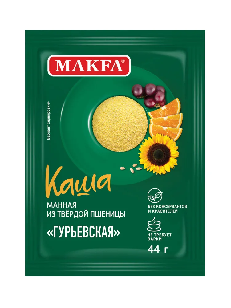 Каша моментального приготовления Makfa Гурьевская манная из твёрдой пшеницы, 44 г по 15 шт, 44 г, 15 шт, фото 2