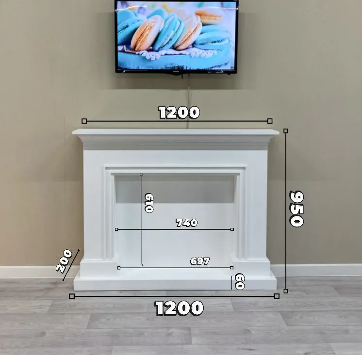 Kamin_decor_msk Портал каминный Нью-Йорк на подиуме 95х120х20, белый, 95x120x20, фото 2