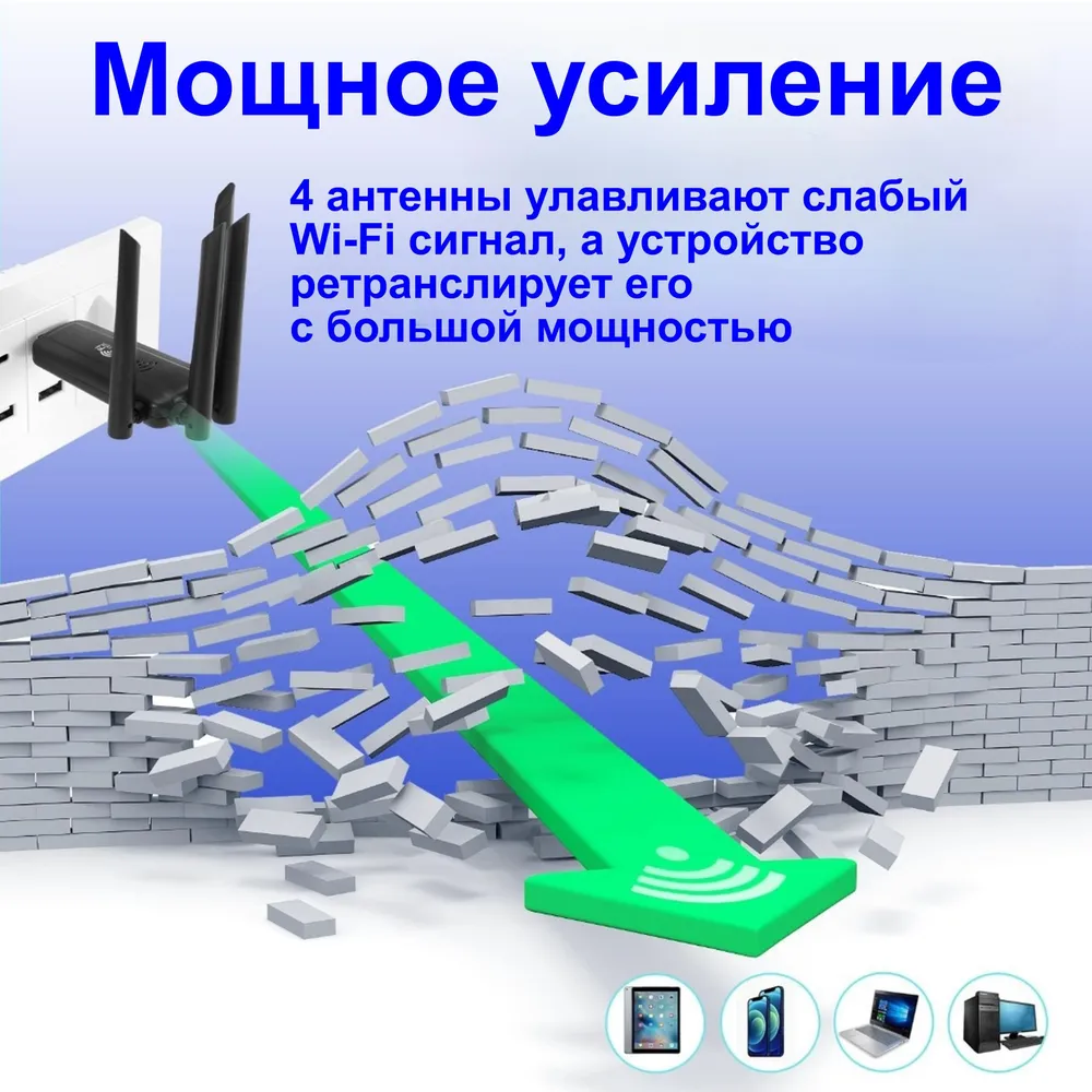 Усилитель сигнала WiFi , репитер сигнала , расширитель зоны, вариант, фото 2
