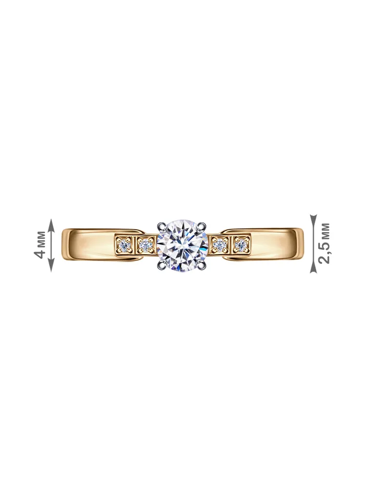 Кольцо помолвочное серебро 925 позолоченное с фианитами Veronika jewelry factory, серебристый, фото 3