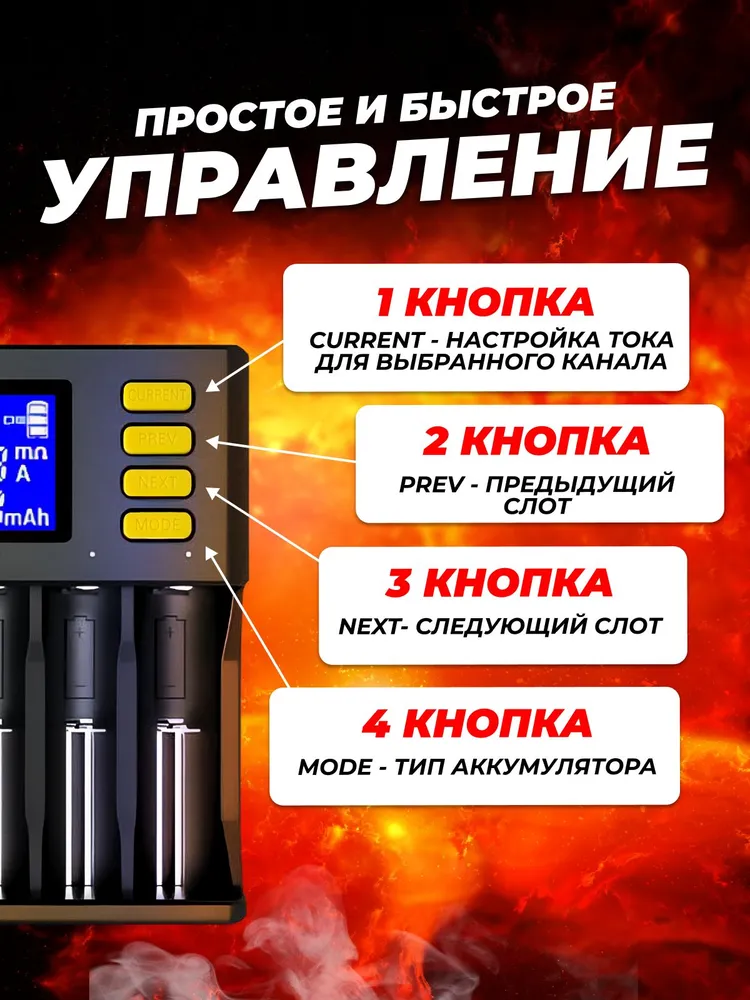Зарядное устройство для аккумулятора LiitoKala Lii-S8 Li-ion, Li-Fe, Ni-CD (26650/18650/14500) 8 Слотов, вариант, фото 3