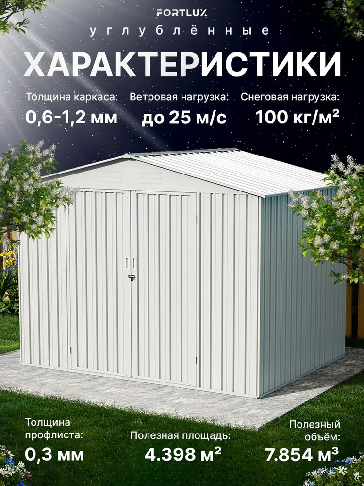 Хозблок металлический Fortlux Aluminium L - оцинкованный сарай для дачи сборный, вариант, фото 2