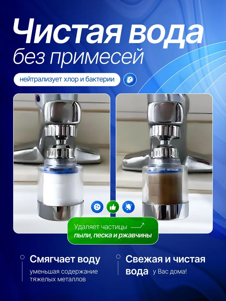 Фильтр для воды, насадка на кран водосберегающая и набор сменных картриджей, вариант, фото 2