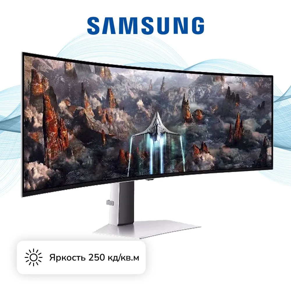 Samsung 49" Монитор (8806095085418), OLED, 5120x1440, 240 Гц, Изогнутый экран, серебристый, 5120x1440, фото 3