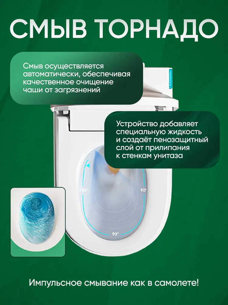 Умный унитаз KINEMATIKA PRO, унитаз подвесной белый с серебром D89, белый, фото 5