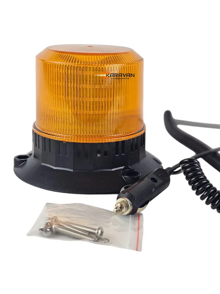 Проблесковый оранжевый маячок 10-80V 72 led на магните в прикуриватель KARAVAN, оранжевый, фото 5