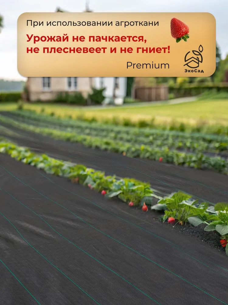 Агроткань 0,55х20 м, укрывной материал от сорняков 100 гр/м2, агротекстиль для клубники, для дорожек Эко Сад., 1.5x10 м, 100 г, фото 5
