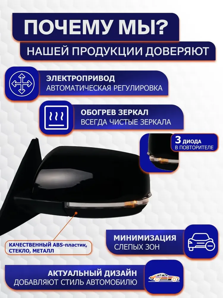 Комплект боковых зеркал 2110, 2112, 2170, 2171 Приора с Электроприводом и Обогревом, вариант, фото 2