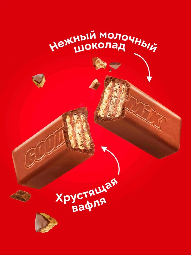 Молочный шоколад GOODMIX печенье, с хрустящей вафлей, 40 г х 35 шт, 40 г, 35 шт, фото 4