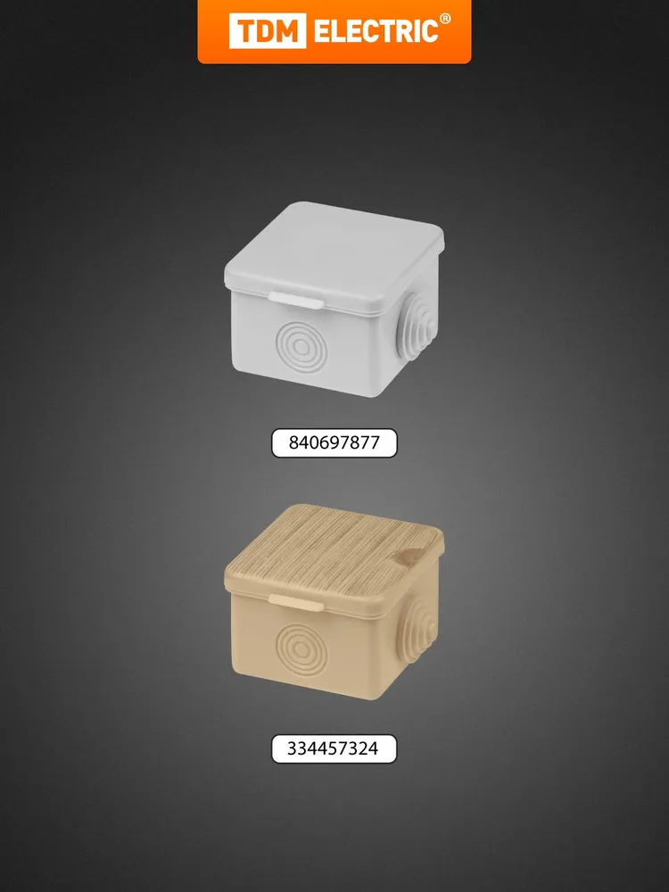Коробка распределительная 65х65х50мм IP54 4 входа ЭКО Венге TDM Electric, 65x65x50 мм, фото 4