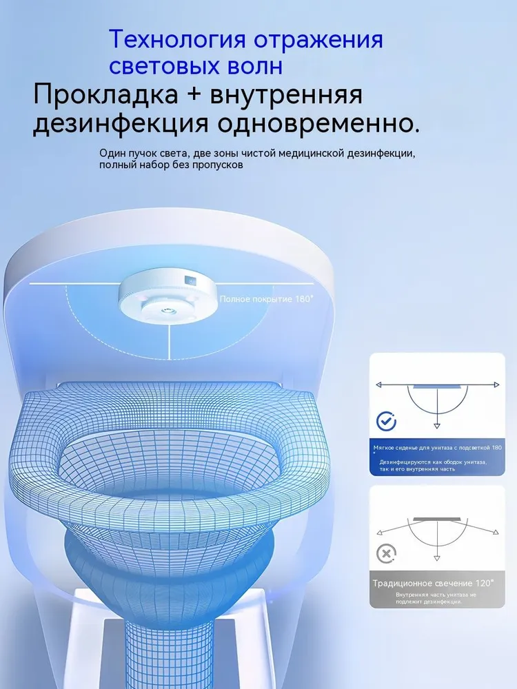 Ультрафиолетовая лампа для дезинфекции унитаза автоматический стерилизатор, вариант, фото 2