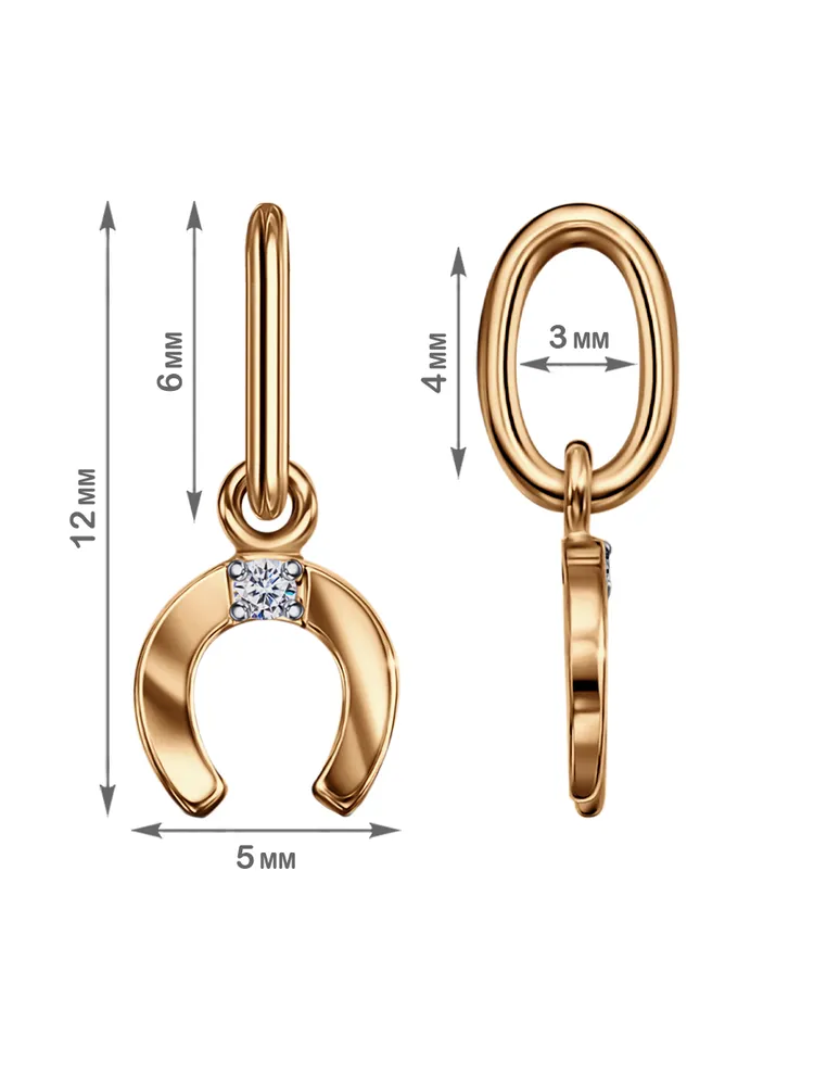 Подкова золотая 585 с фианитами Кулон на шею оберег на удачу Счастье Veronika jewelry factory, золотой, фото 3