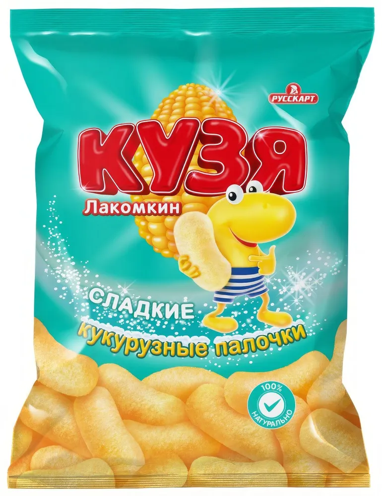 Кукурузные палочки Кузя Лакомкин с сахарной пудрой, 100г, 100 г