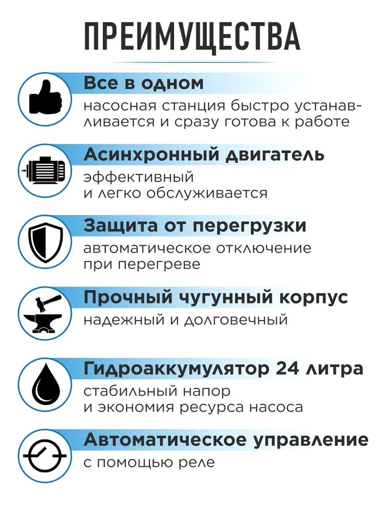 DGM Насосная станция для воды автоматическая для дома BP-1100, вариант, фото 5