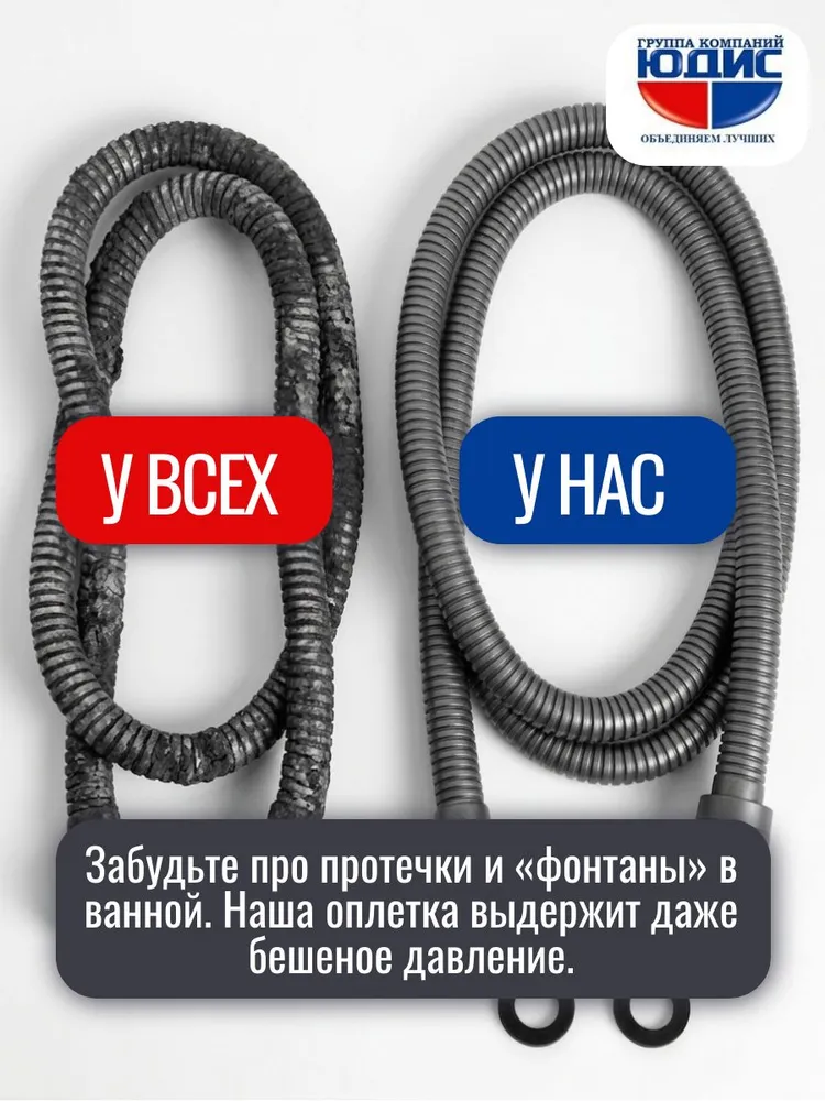 Шланг для душа 200см МЕЛКАЯ ОПЛЁТКА (поворот 360 , графит), вариант, фото 2
