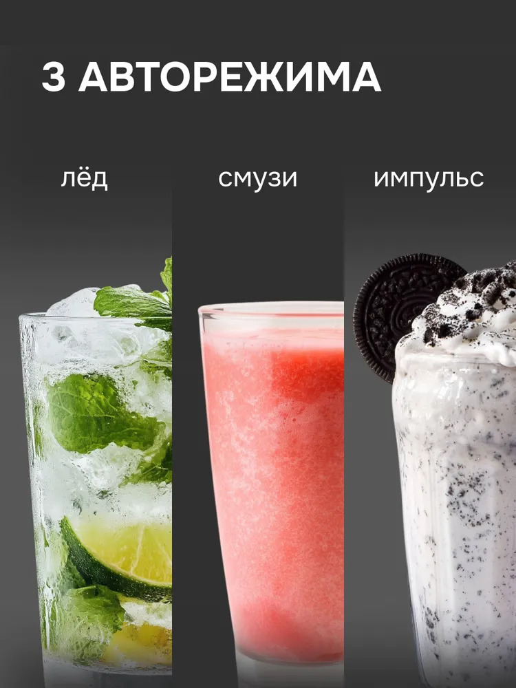 Блендер стационарный Zigmund & Shtain BS-445 D, 1500 Вт, стеклянная чаша 1.5 л / Смузи, коктейли, лед, детское питание, 6 ножей нержавеющая сталь, 5 скоростей, 1500 Вт, 1,5 л, фото 3