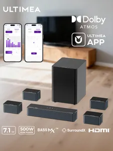 Саундбар для телевизора с сабвуфером ULTIMEA Poseidon D80 Boom, домашний кинотеатр 7.1 Dolby Atmos, 500Вт, беспроводной сабвуфер, 4 тыловых динамика, HDMI eARC, управление через приложение