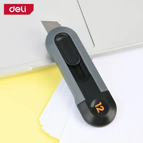 Строительный канцелярский нож Deli "Home Series Black" HT4007 (эксклюзивный дизайн, софттач пластик, безопасная конструкция)