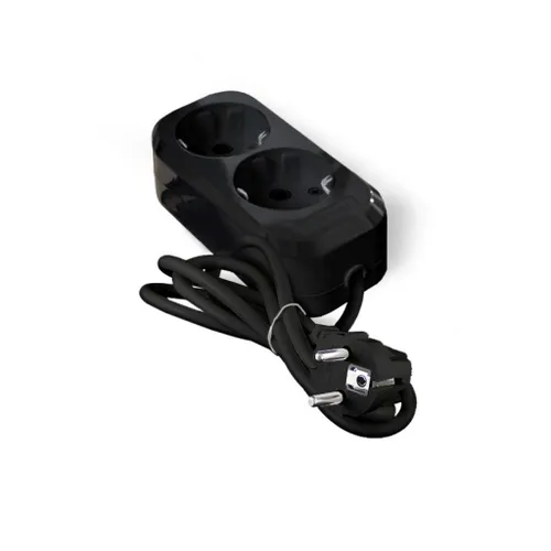 UNIVersal, Удлинитель сетевой 2 метра, 2 гнезда, без заземления, черный, Премиум, Е-202