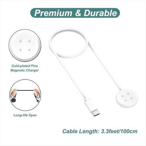 Зарядный кабель Type-C для Google Pixel Watch 2, белый.