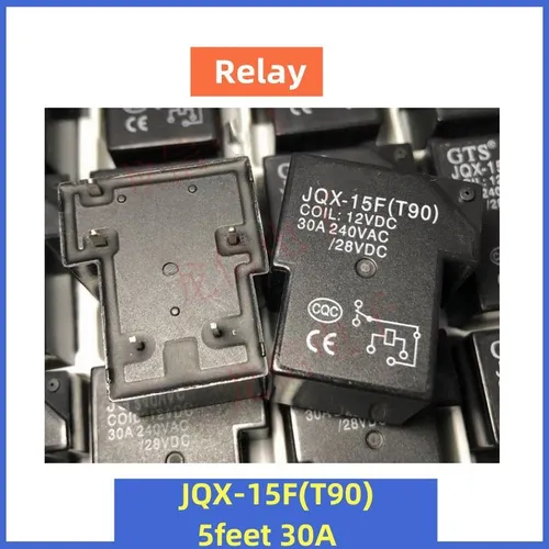 Электромагнитное реле JQX-15F(T90) 12В постоянного тока, 5-контактное, 30А, переключающее (SPDT)