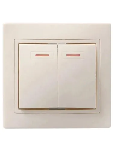 Выключатель СП Кварта с индикацией кремовый 2-кл, 10А.
