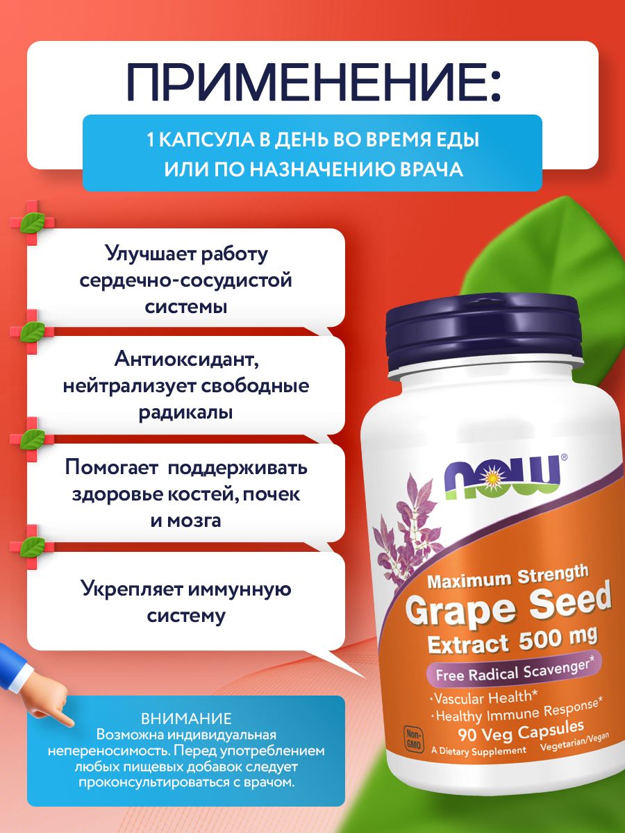 Now, GRAPE SEED EXTRACT 500mg 90 VCAPS