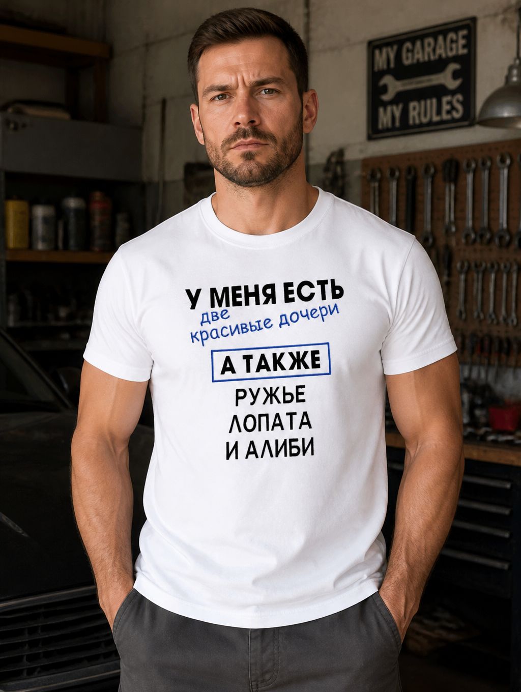 Футболка У меня есть две красивые дочери атакже: