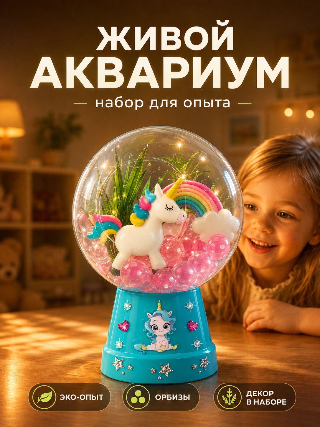 Набор опытов и экспериментов для детей "Живой флорариум", выращивание травки для детей