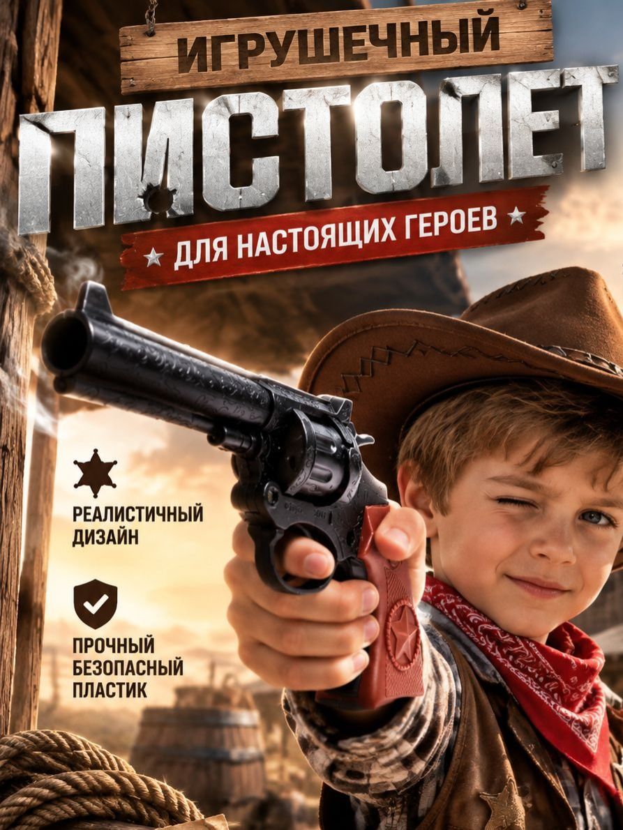 Револьвер пистолет для пистонов для мальчика / Детское оружие игрушечное