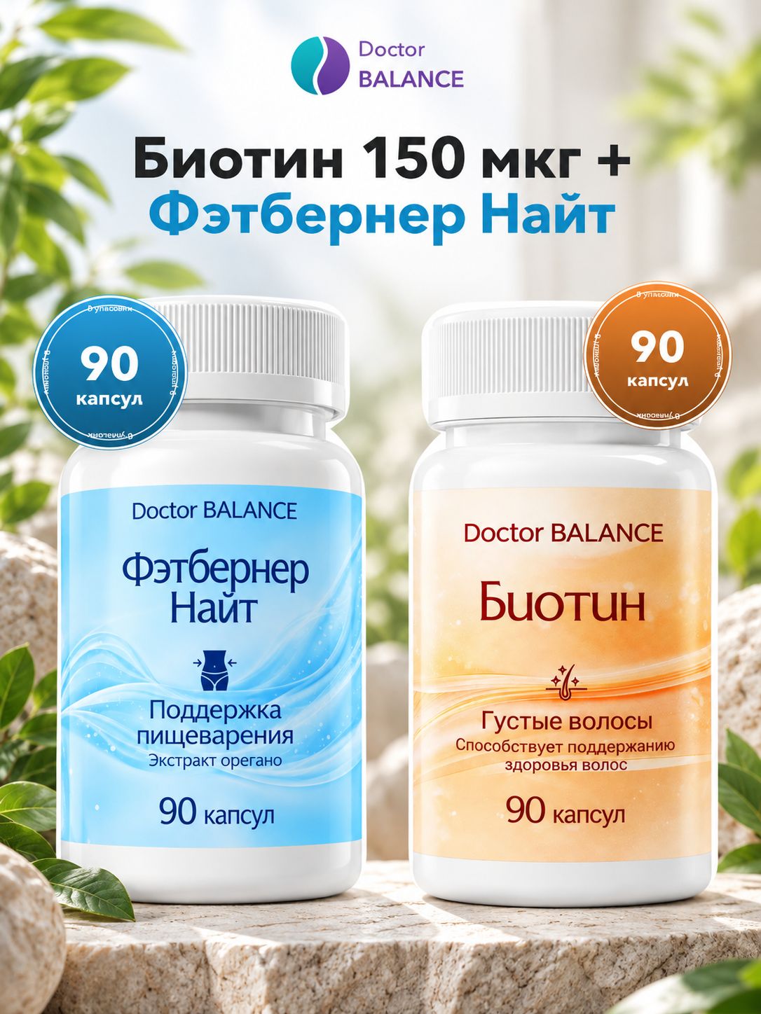 Набор Doctor Balance: Биотин 150 мкг 90 + Фэтбернер Найт 90