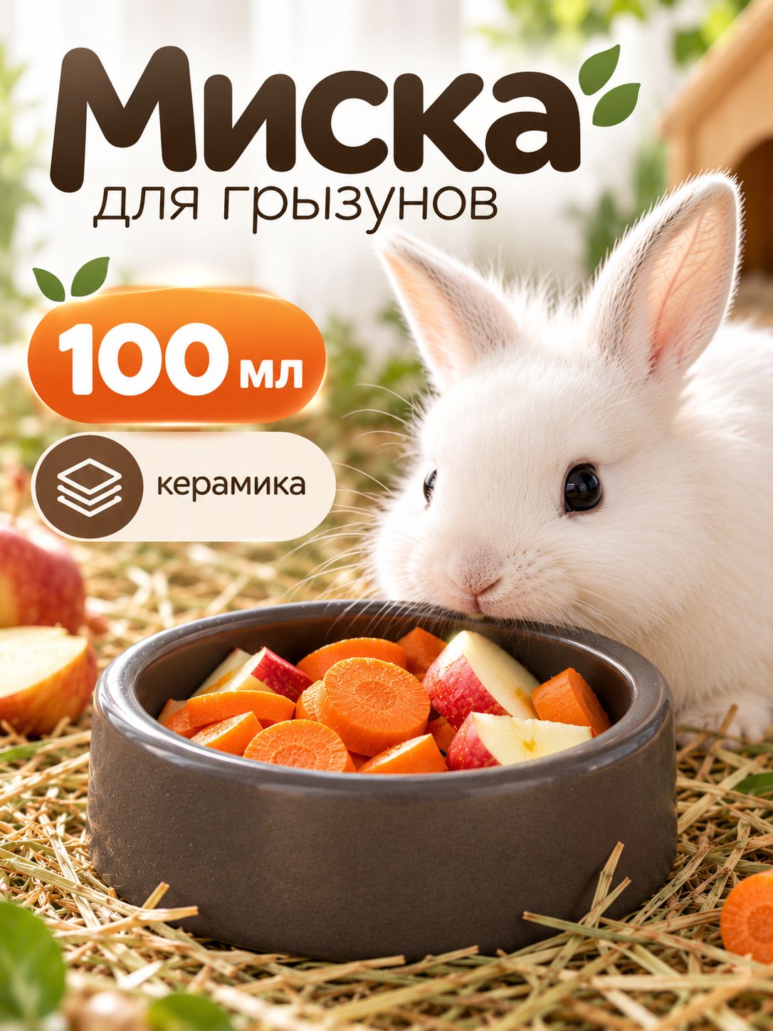 Миска для грызунов керамическая, 100 мл