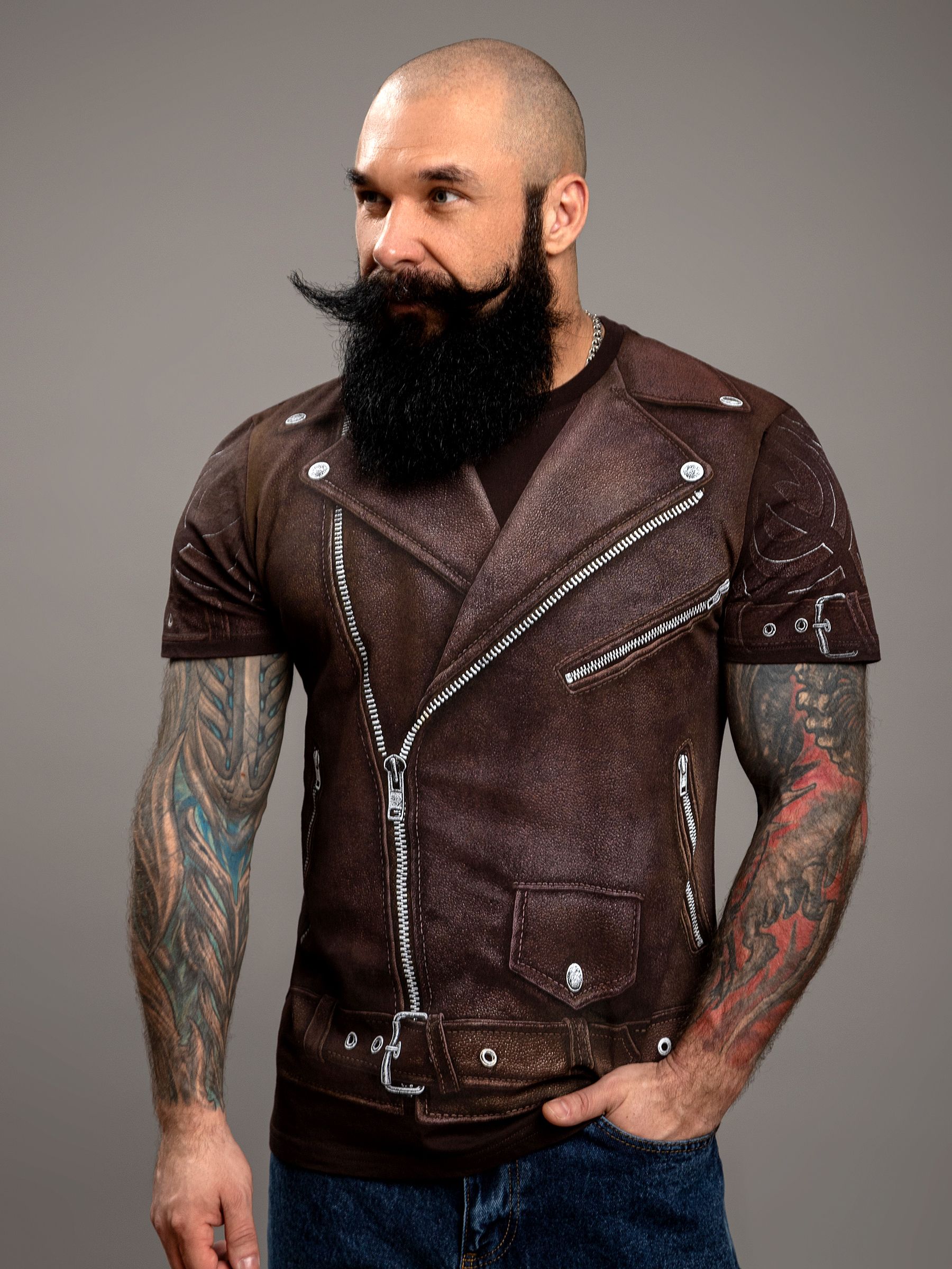 ФутболкаMixFixMfмужскаяхлопокспринтомкожанка