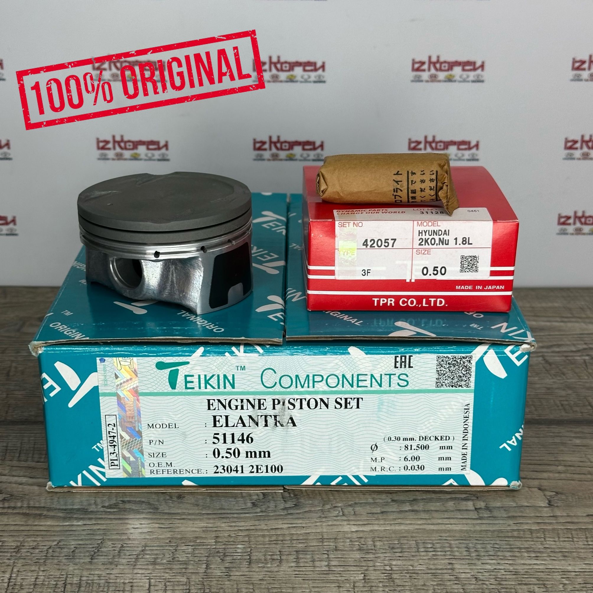 Tp Hunaid Комплект поршней +0.50 G4NB (1,8) TEIKIN с кольцами TP Hyundai Elantra ...