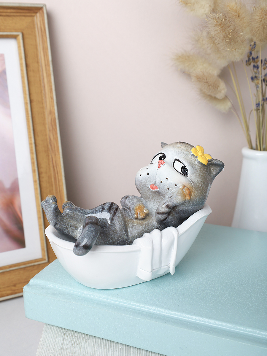 Статуэтка Кот в ванной, полистоун, 11 х 6,5 х 8 см