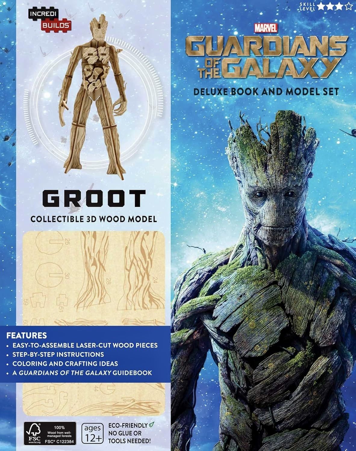 IncrediBuilds: Groot / Грут из Стражей Галактики 3D деревянный конструктор + премиум книга Marvel
