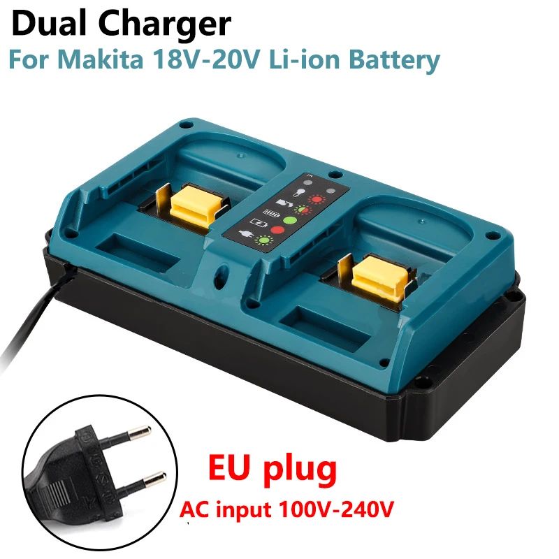 ДвойноебыстроезарядноеустройствосовместимослитиевымибатареямиMakita18V-20V