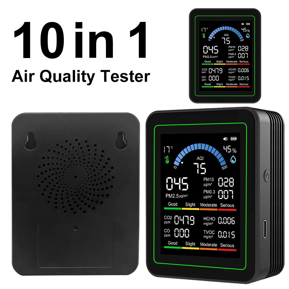 Мониторкачествавоздуха10-в-1,детекторHCHOврежимереальноговремени,дляофиса,школы
