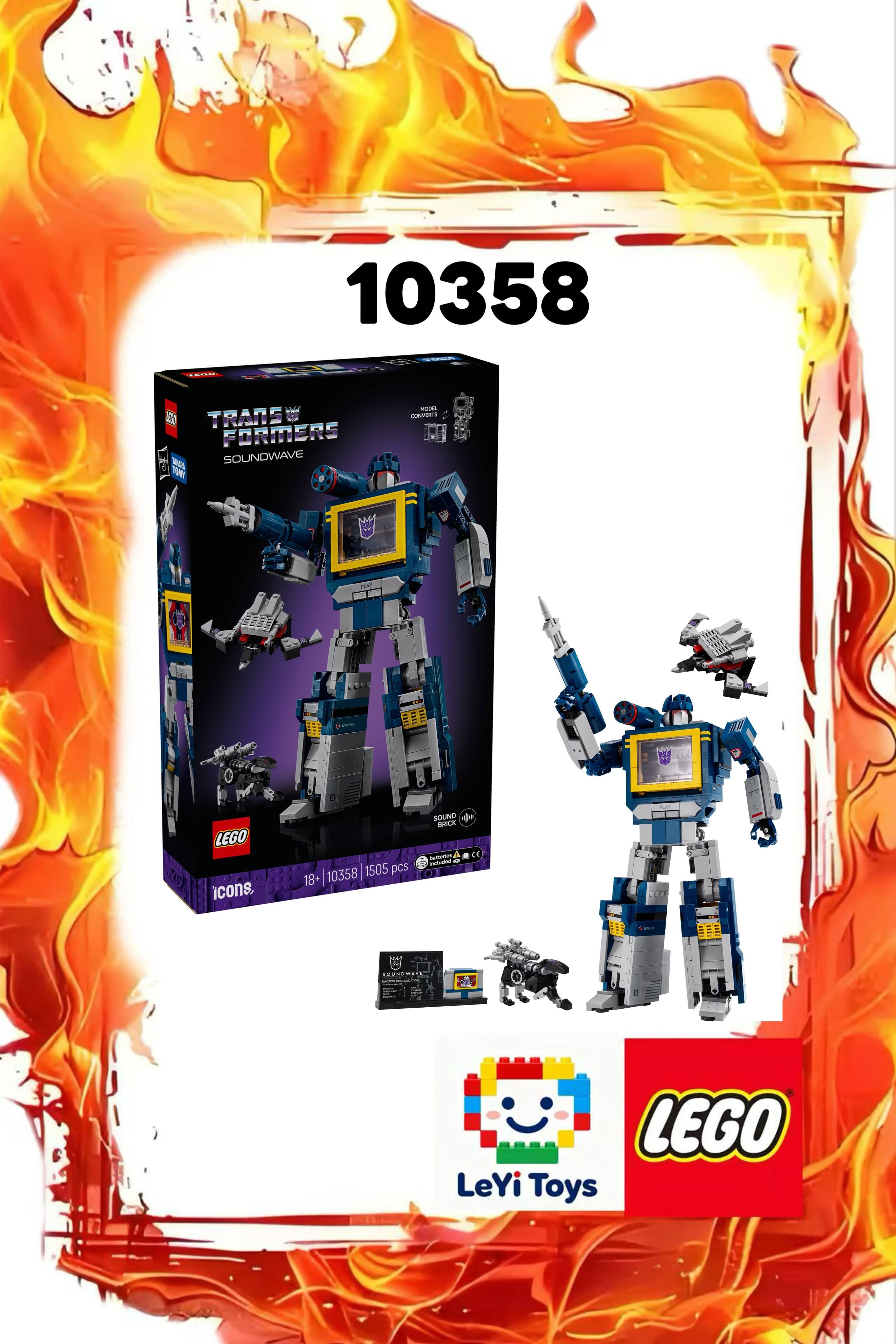 Конструктор LEGO Icons 10358 Transformers: Soundwave,Трансформаторы ...
