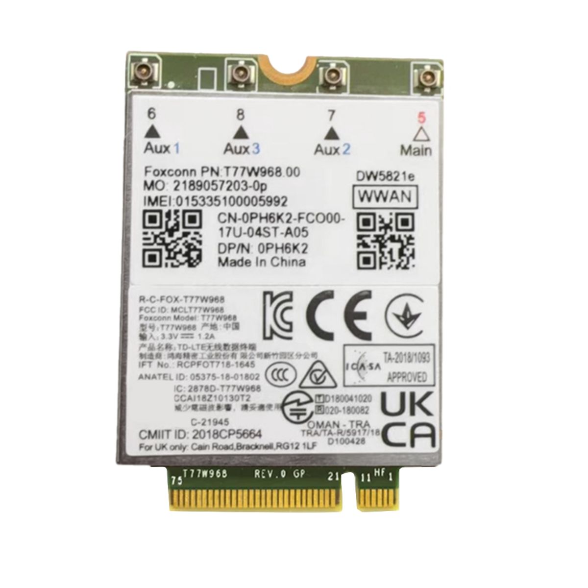 T77W9684GМодульБеспроводнойКартыX20LTECat16Gigabit4GДляDell