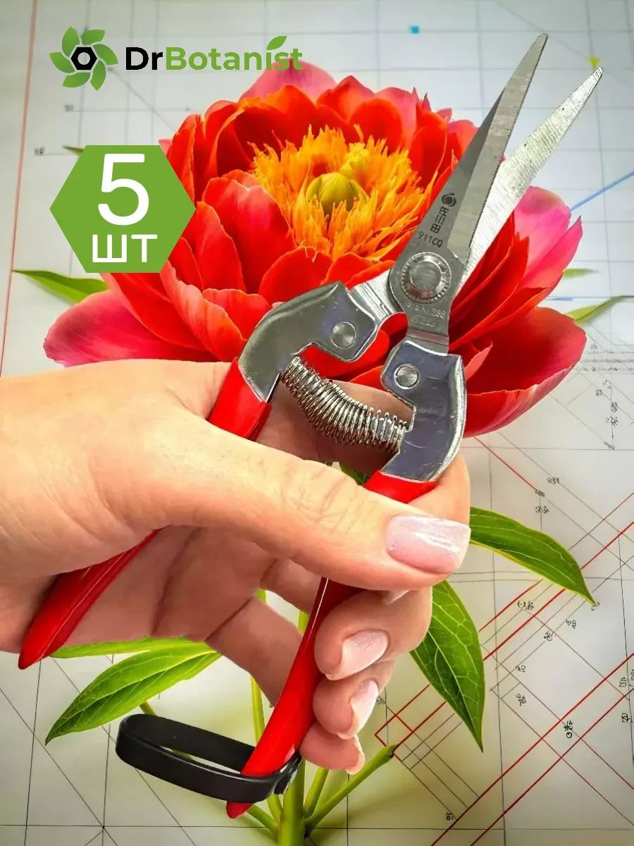Секатор Для Флориста Красные Ручки 1Шт Тайвань 186Mm101G 5 шт