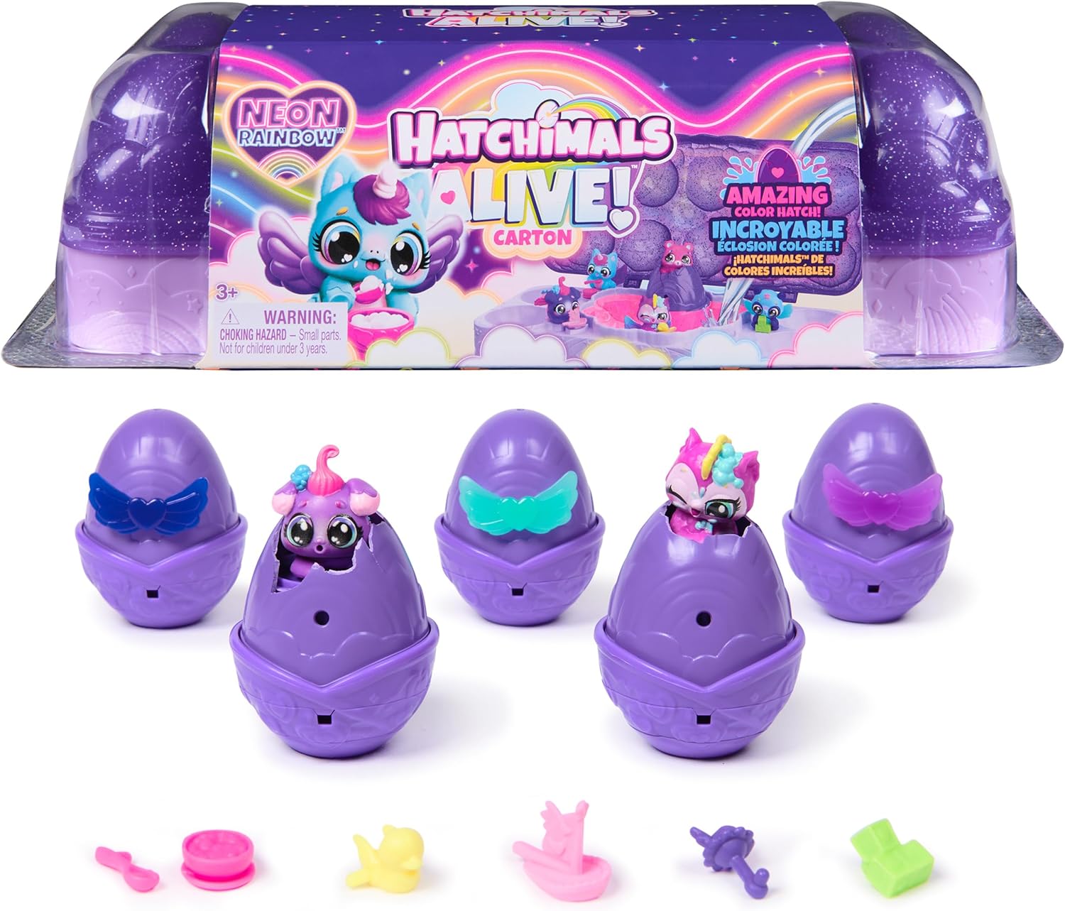 Хэтчималс / Hatchimals Набор Неоновые малыши в полуночных яйцах (5 фигурок + аксессуары)