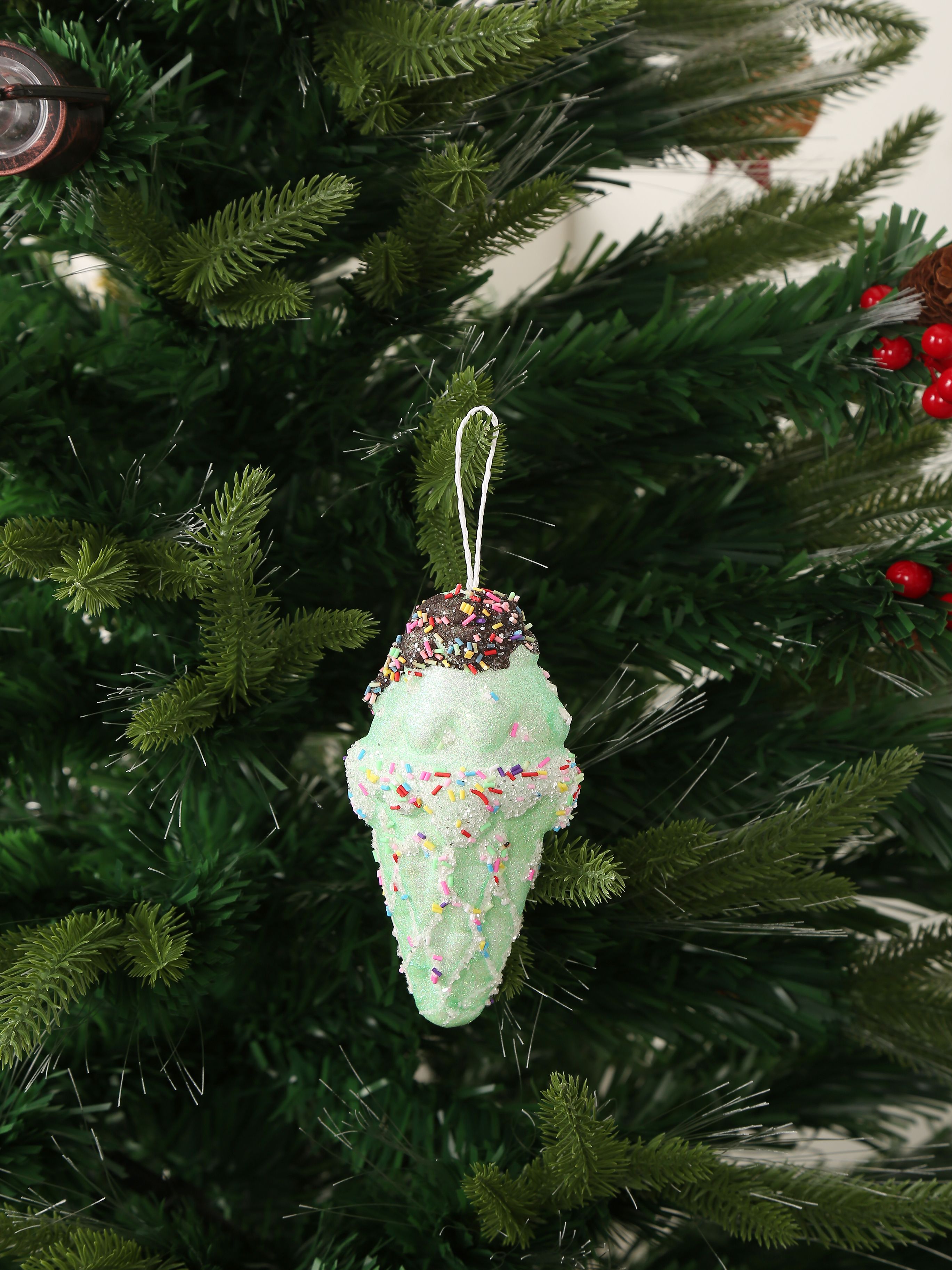 Набор новогодних игрушек Шоколадное мороженое в уп/2 штук Зелёный 19*9CM Китай