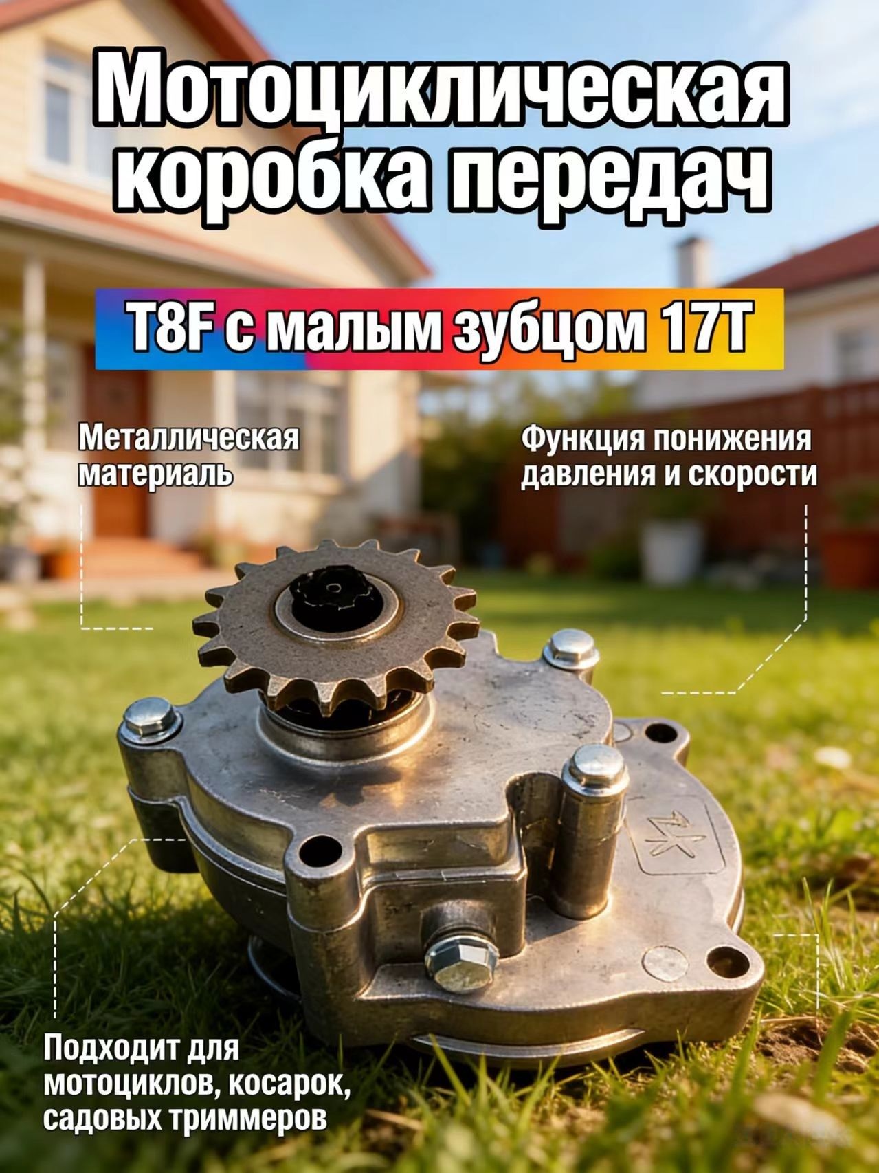 Редуктор понижающий (шестеренчатый) 5:1 ( звезда 17 зубов, шаг T8F ...