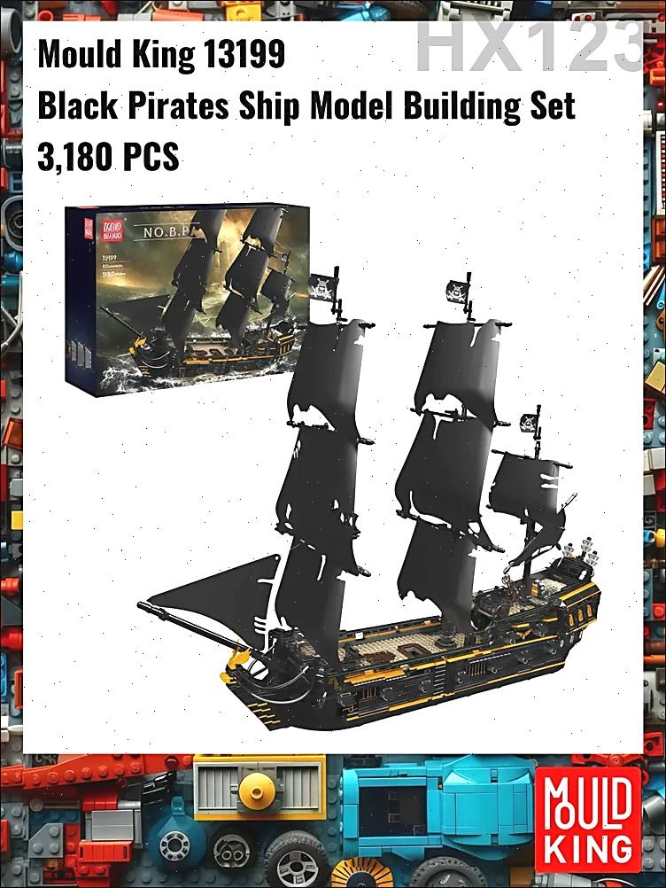 Пластиковый конструктор Mould King 13199 Black Pirates Ship Model ...