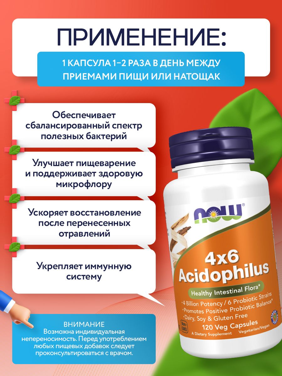 Now, 4X6 ACIDOPHILUS 120 VCAPS