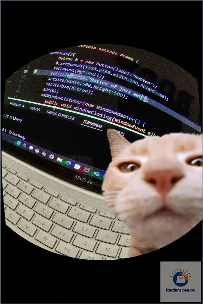 Табличка Кот Мем "Кот Программист На Java", ретро стиль, металл, декор для Программиста Любителя Кошек, #1