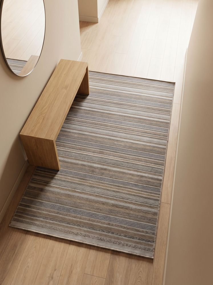 Ковер безворсовый прямоугольный 52308 Beige 80х120см; в эко-стиле; современный плетеный ковер на пол #1